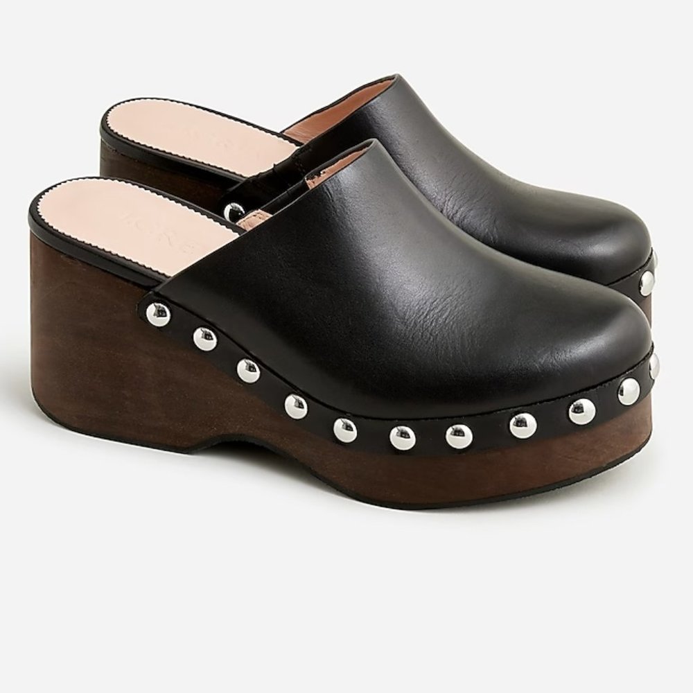 J Crew Leather Studded Clogs